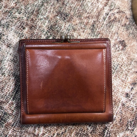 VTG DOONEY BOURKE AWL NAVY/ BRIT TAN FRENCH WALLET KISS LOCK COIN POCKET CARD - Picture 5 of 11